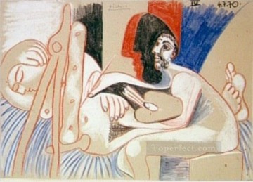  modelo pintura - El artista y su modelo 7 1970 Desnudo abstracto